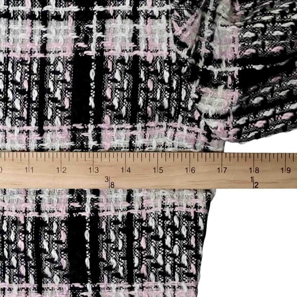 Wet Seal Tweed Plaid Blazer Jacket Women’s Sz M Black White Acrylic Long Sleeve - Picture 7 of 8